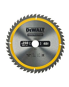 LAMES DE SCIE CIRCULAIRE STATIONNAIRE CARBURE CONSTRUCTION 250X30MM, 40 DENTS, ATB/TRONCONNAGE, ANGLE D'ATTAQUE -5 POUR LA COUPE DU BOIS DUR ET TENDRE, MDF, CONTREPLAQUES, STRATIFIES ET PLACAGES - DEWALT DT1957-QZ