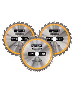 COFFRET PLASTIQUE DE 3 LAMES CARBURE CONSTRUCTION POUR SCIE CIRCULAIRE STATIONNAIRES : DT1952X2, DT1959 - DEWALT DT1963-QZ