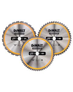 COFFRET PLASTIQUE DE 3 LAMES CARBURE CONSTRUCTION POUR SCIE CIRCULAIRE STATIONNAIRES : DT1958, DT1959, DT1960 - DEWALT DT1964-QZ