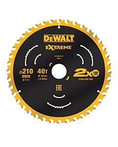 LAME DE SCIE A TABLE CARBURE EXTREME 210X30MM, 48 DENTS, ATB, ANGLE D'ATTAQUE 7 - DEWALT DT20433-QZ