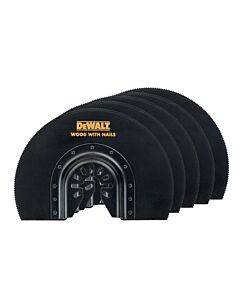 JEU DE 5 LAMES Ø100 MM BIM SEMI CIRCULAIRE MOYEU DEPORTEPOUR MULTI-CUTTER  BOIS, BOIS AVEC CLOUS, PLAQUE DE PLATRE, PVC - DEWALT DT20729-QZ
