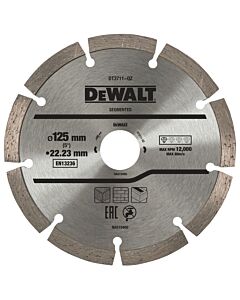 DISQUE FRITTE SEGMENTE POUR MATERIAUX DE CONSTRUCTION/BETON 125X22.2MM - DEWALT DT3711-QZ