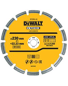 DISQUE LASER POUR BETON DUR/GRANITES 230X22.2MM, HAUTEUR SEGMENT 8.5MM - DEWALT DT3763-XJ