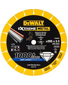 DISQUE EXTREME METAL 355 X X 25.4 X 3.3 MM - DEWALT DT40257-QZ