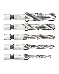 5 FORETS A TARAUDER 156MM EMMANCHEMENT HEX (M4,M5,M6,M8,M10) - DEWALT DT50060-QZ