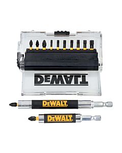 COFFRET 14 PIECES AVEC EMBOUTS DE VISSAGE IMPACT TORSION 25MM: PH1, PH2 X 2, T10, T15, T20 X 2, T25 X 2, T30, PZ1, PZ2 + 2 PORTE-EMBOUTS MAGNETIQUES 85MM ET 125MM - DEWALT DT70574T-QZ