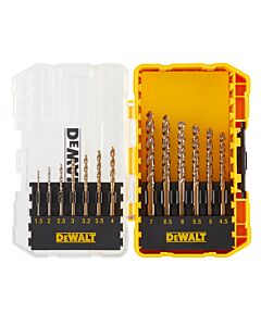 PETIT COFFRET TOUGHCASE 13 PIECES :  FORETS METAL DIMENSIONS : 1.5MM X1, 2MM X1, 2.5MM X1, 3MM X1, 3.2MM X1, 3.5MM X1, 4MM X1, 4.5MM X 1, 5MM X1, 5.5MM X1, 6MM X1, 6.5MM X1, 7MM X1 (COMMANDER PAR 5 POUR AVOIR LE PRESENTOIR) - DEWALT DT70710-QZ