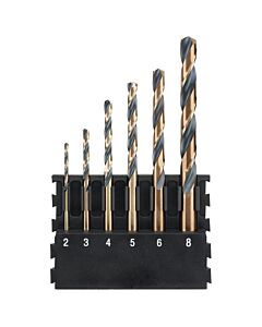 BARRETTE DE 6 FORETS METAL BLACK&GOLD : Ø 2MM, 3MM, 4MM, 5MM, 6MM, 8MM - DEWALT DT70828-QZ