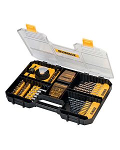 COFFRET T-STAK 100 PIECES EMBOUTS 25MM X 54, EMBOUTS 15MM X 15, PORTE EMBOUTS AIMANTE,5 DOUILLES, 8 FORETS BETON, 12 FORETS METAL, 4 SCIES CLOCHES, 1 MANDRIN - DEWALT DT71569-QZ