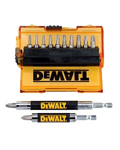 COFFRET DE 14 PIECES AVEC EMBOUTS DE VISSAGE 25MM: PH1, PH2 X 2, PZ2, T10, T15 X 2,T20 X 2, T25 X 2, T30 + 2 PORTE-EMBOUTS MAGNETIQUES 85MM ET 125MM, LIVRE SUR 2 CLIP STRIP/ 5 COFFRETS PAR CLIP STRIP - DEWALT DT71570-QZ
