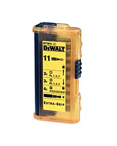 COFFRET DE VISSAGE 11 PIECES AVEC EMBOUTS PZ1, PZ2,3 PH1, PH2, PH3 PL4.5, PL5.5 ,PL6.5 , PL8 + PORTE-EMBOUTS MAGNETIQUE - DEWALT DT7915-QZ