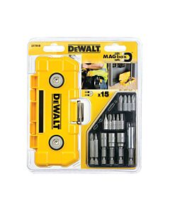 COFFRET MAG BOX MAGNETIQUE: EMBOUTS DE VISSAGE 25MM: PZ1, PZ2 X2, PZ3, PH1, PH2, PH3, T20, T25. EMBOUTS 50MM: PH2, PZ2. PORTE-EMBOUTS MAGNETIQUE 60MM . DOUILLES: 7, 8, 10MM - DEWALT DT7918-QZ