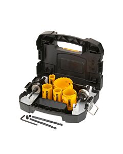 COFFRET DE 7 SCIES CLOCHE DIAM: 22, 29, 35, 44, 51, 64, 68MM + PETIT ET LARGE MANDRIN QUICK CHANGE ET 2 MECHES PILOTES - DEWALT DT90353-QZ