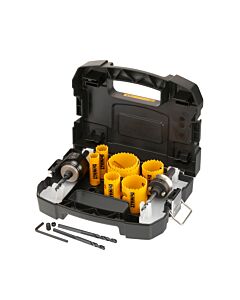 COFFRET DE 7 SCIES CLOCHE DIAM: 19, 22, 29, 38, 44, 51, 57MM + PETIT ET LARGE MANDRIN QUICK CHANGE ET 2 MECHES PILOTES - DEWALT DT90355-QZ
