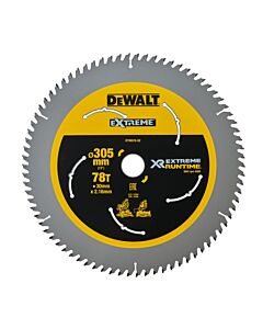 LAME DE SCIE CIRCULAIRE STATIONNAIRE CARBURE XR RUNTIME, 305X30MM, 78 DENTS, ATB/TRONCONNAGE, ANGLE D'ATTAQUE 7 POUR LA COUPE DU BOIS DUR ET TENDRE, MDF, CONTREPLAQUES, STRATIFIES ET PLACAGES - DEWALT DT99576-QZ