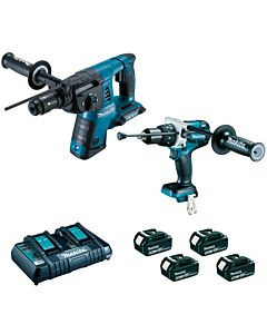 DHR264+DHP481 BL1850X4 DC18RD MAKPAC - MAKITA DLX2101PTJ