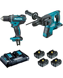 DHR264+DDF482 BL1850BX4+DC18RD+MAKPAC - MAKITA DLX2138PTJ