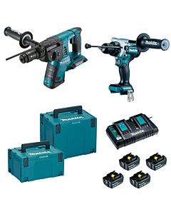 DHR264+DHP486 BL1850X4 DC18RD MAKPAC - MAKITA DLX2470PTJ