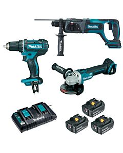 DDF482+DHR241+DGA504+BL1840X2+DC18RC - MAKITA DLX3078MJ