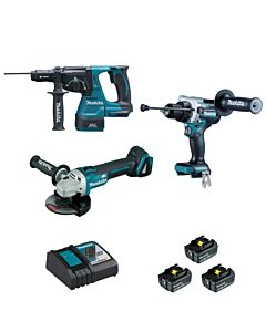 DDF486+DHR243+DGA506+BL1850BX3+DC18RC - MAKITA DLX3157TJ