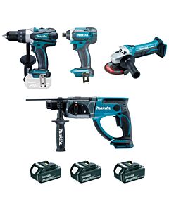 DF458+GA452+HR202+TD152+3XBL1840B+DC18RC+SAC OUTIL - MAKITA DLX4054MX1