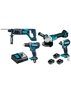 DGA504+DDF482+DHR241+DTD153+ BL1850BX3+DC18RC+SAC - MAKITA DLX4080TX1