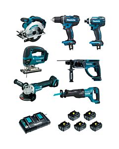 DDF482+DTD152+DHR202+DGA504+DJV180+DJR186+DSS610 - MAKITA DLX7013PT1
